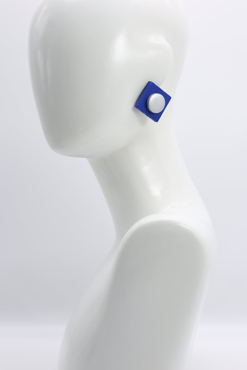 Clip-on Round on Square Earrings - 2 Layers - Jianhui London
