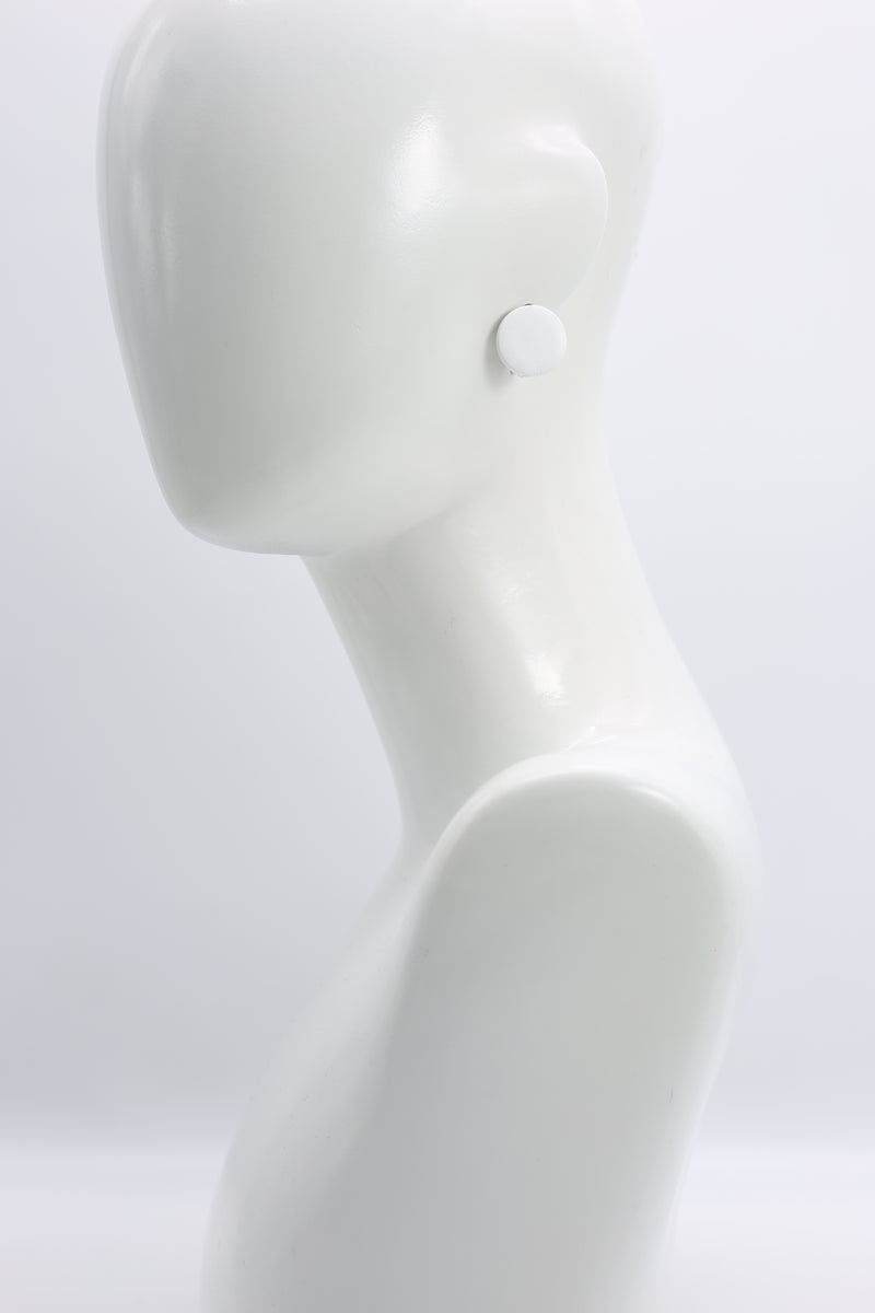 Small Round Clip-on Earrings - White - Jianhui London