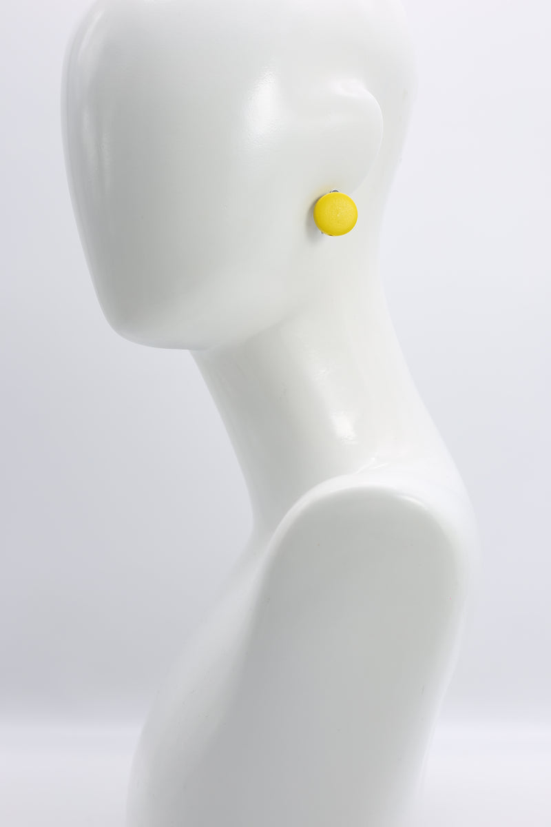 Small Round Clip-on Earrings - Yellow - Jianhui London