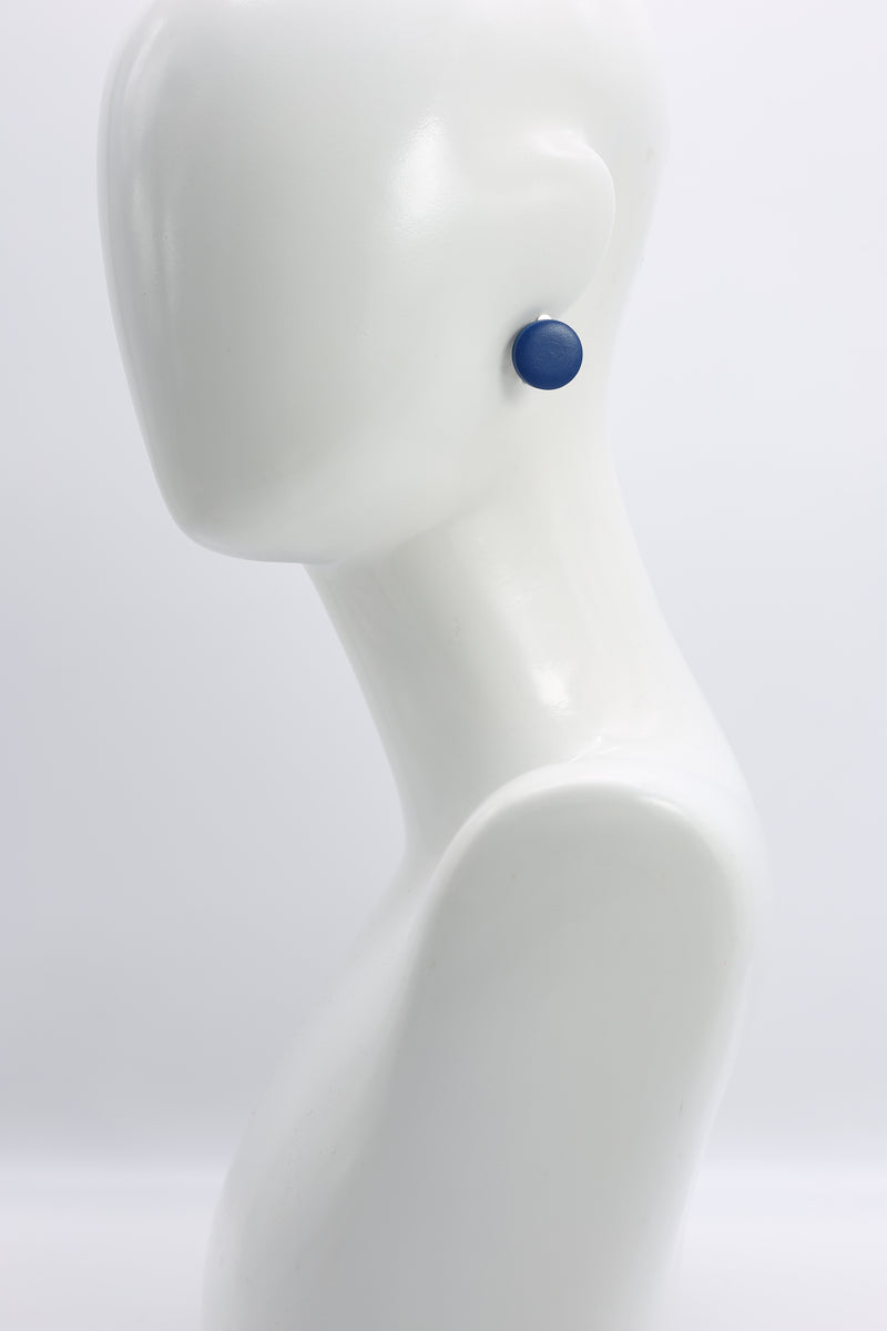 Small Round Clip-on Earrings - Pantone Classic Blue - Jianhui London