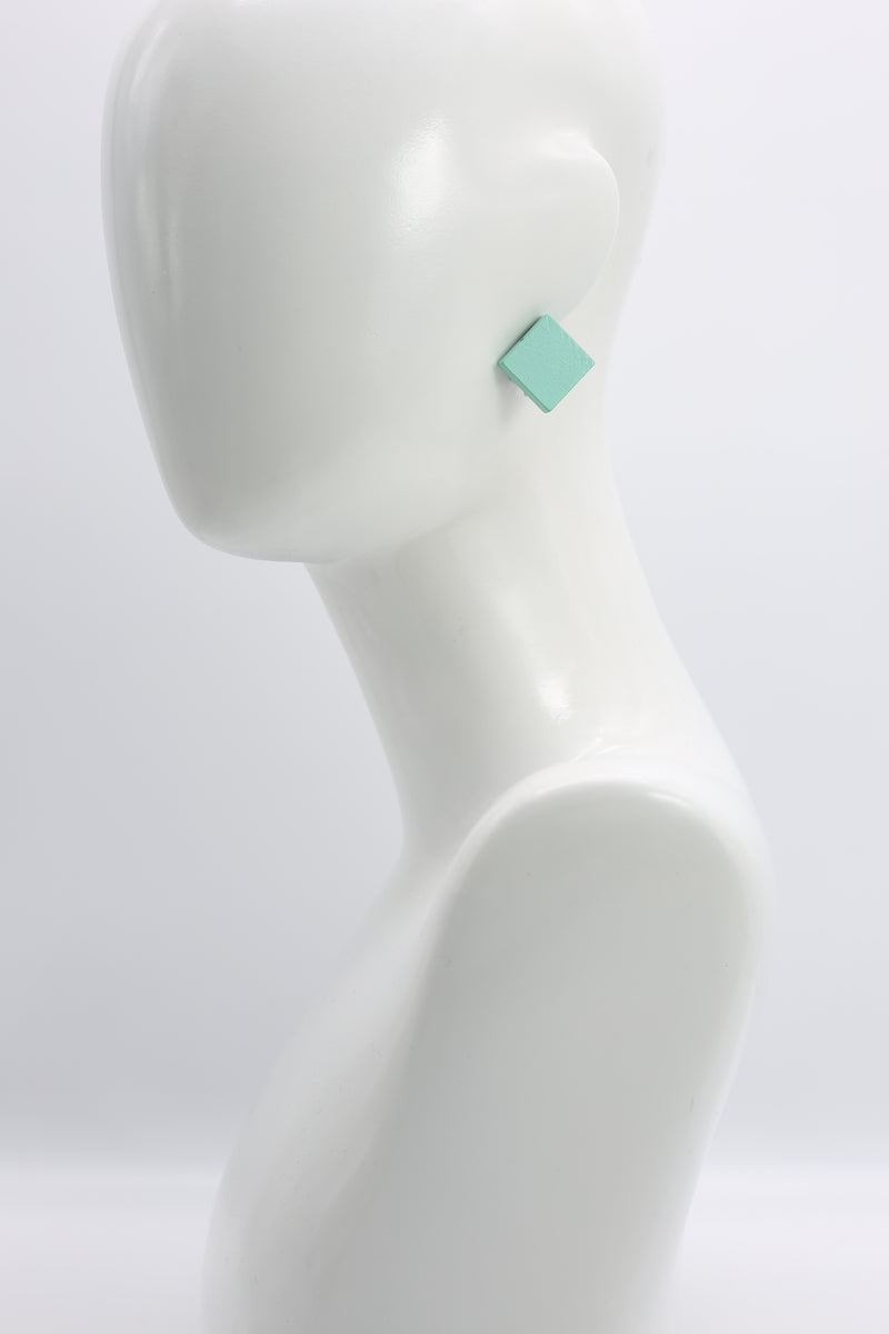 Small Square Clip-on Earrings - Turquoise - Jianhui London