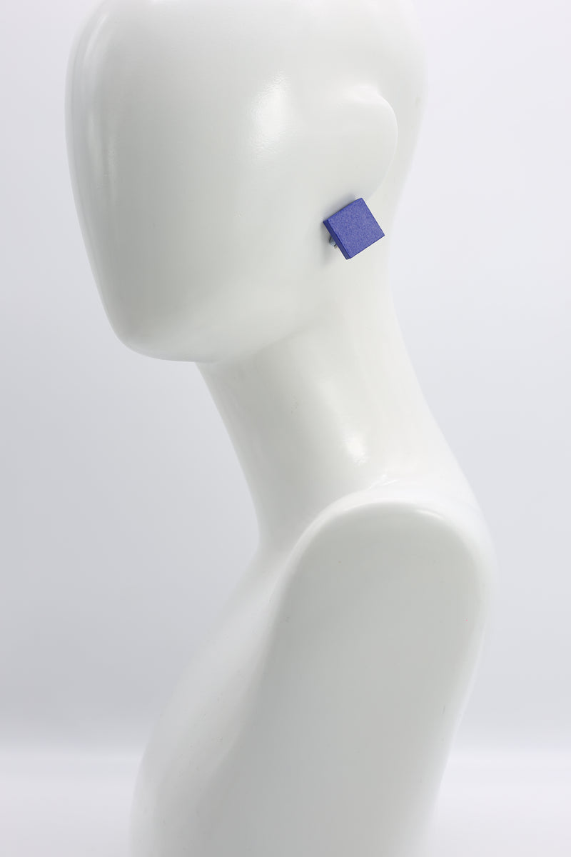 Small Square Clip-on Earrings - Cobalt Blue - Jianhui London