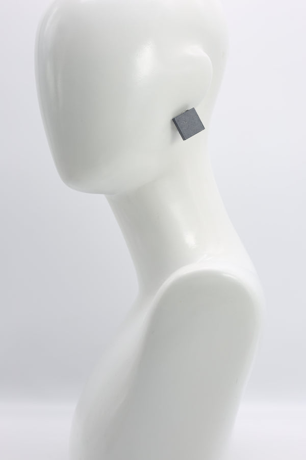 Small Square Clip-on Earrings - Grey - Jianhui London