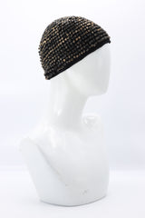 Short Hand-painted Hand-crocheted Pashmina Hat - Black/Gold - Jianhui London