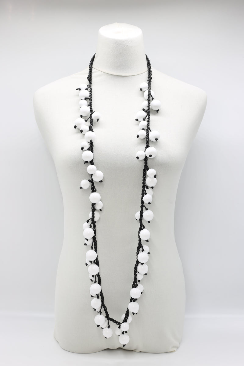 Berry Beads on Cotton Cord Necklace - Long - Jianhui London