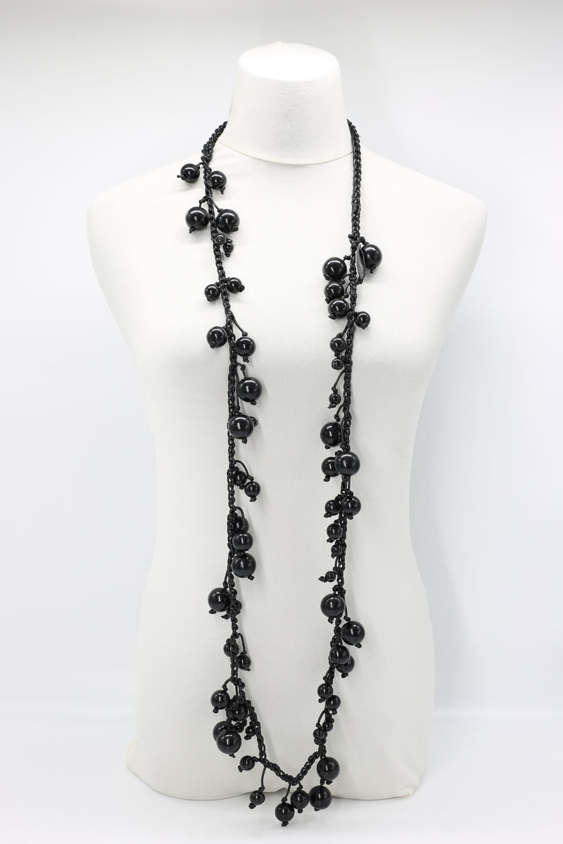 Berry Beads on Cotton Cord Necklace - Long - Jianhui London