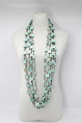 Recycled wood square Necklace - hand painted - Jianhui London