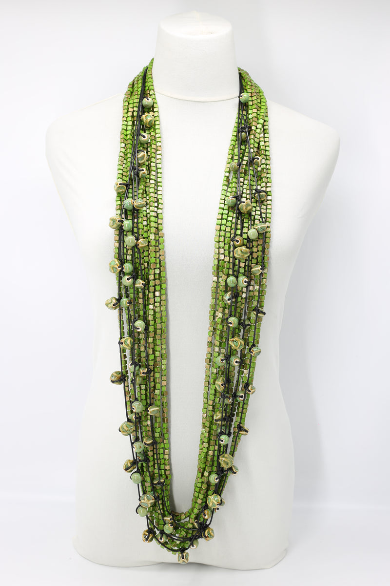 Next Pashmina & Ceramic Beads Necklaces Set - Hand-painted - Jianhui London
