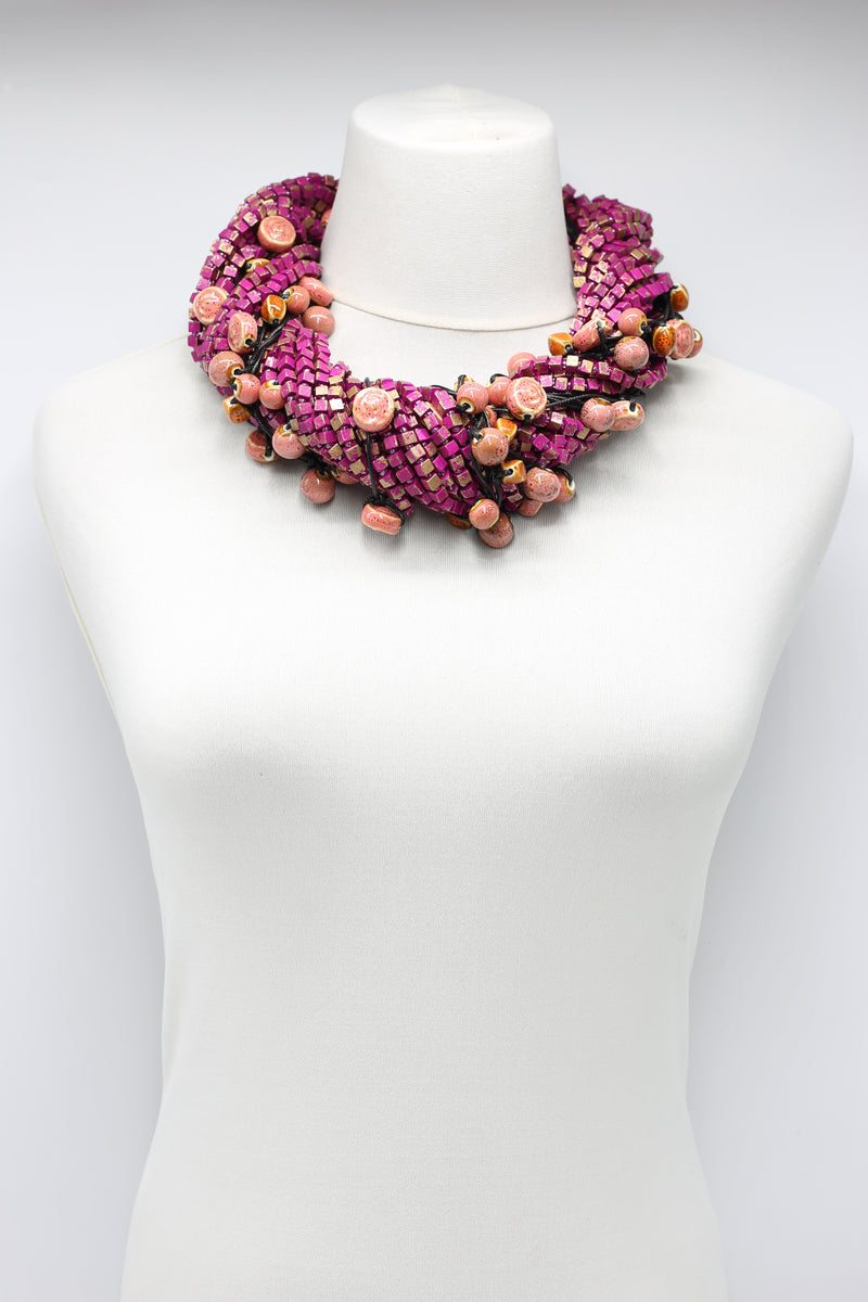 Next Pashmina & Ceramic Beads Necklaces Set - Hand-painted - Jianhui London