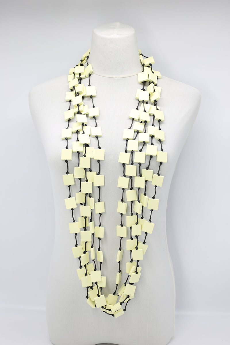 Recycled wood square 5 strand Necklace - Jianhui London
