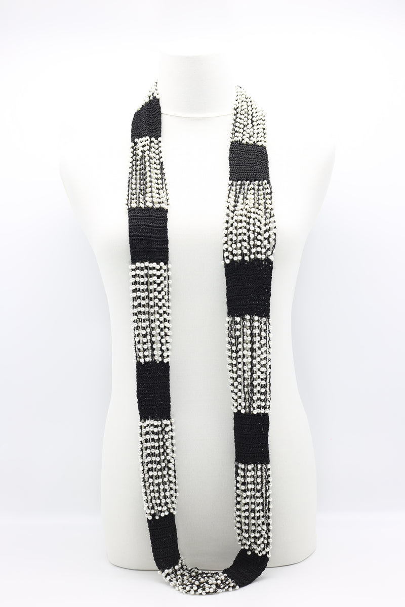 Faux Pearl and Tassel Blocks Infinity Necklace - Jianhui London
