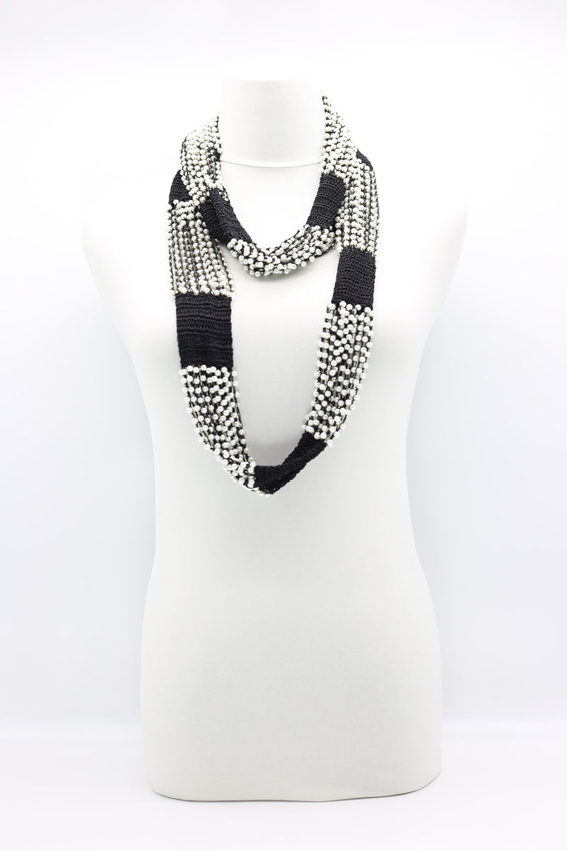 Faux Pearl and Tassel Blocks Infinity Necklace - Jianhui London