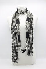 Faux Pearl Scarf & Tassel Blocks Infinity Necklace Set - White - Jianhui London