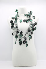 Aqua Water Lily Leaf Necklaces - Hand-gilded - Long - Jianhui London