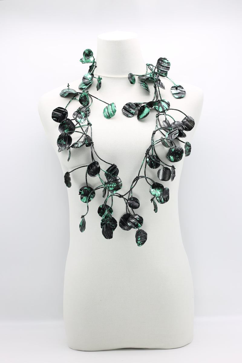 Aqua Water Lily Leaf Necklaces - Hand-gilded - Long - Jianhui London