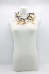 Aqua Water Lily Leaf Necklaces - Hand-gilded - Long - Jianhui London