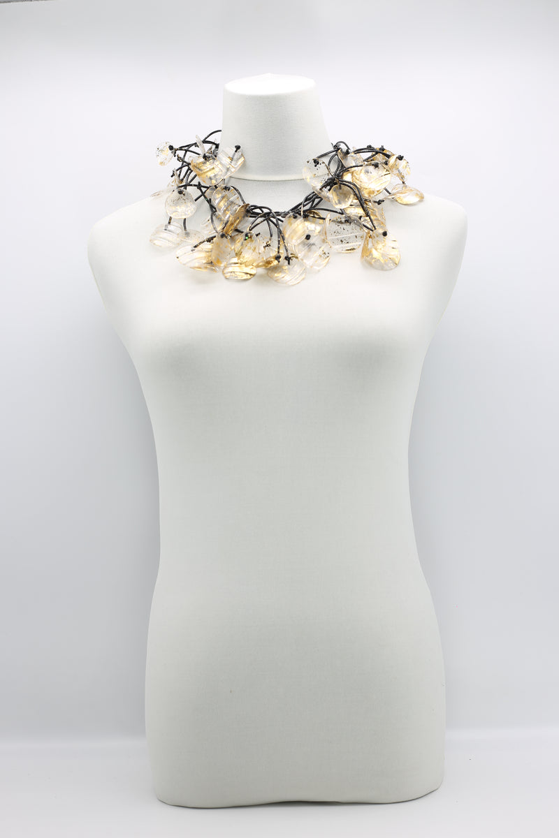 Aqua Water Lily Leaf Necklaces - Hand-gilded - Long - Jianhui London