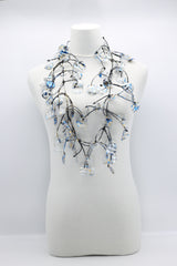 Aqua Water Lily Leaf Necklaces - Hand-gilded - Long - Jianhui London