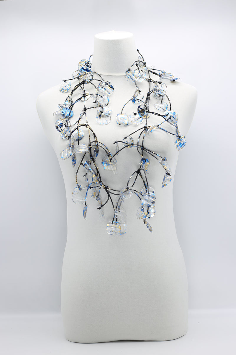 Aqua Water Lily Leaf Necklaces - Hand-gilded - Long - Jianhui London