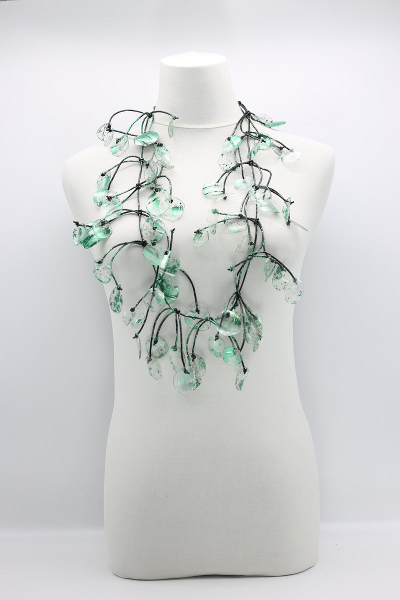 Aqua Water Lily Leaf Necklaces - Hand-gilded - Long - Jianhui London
