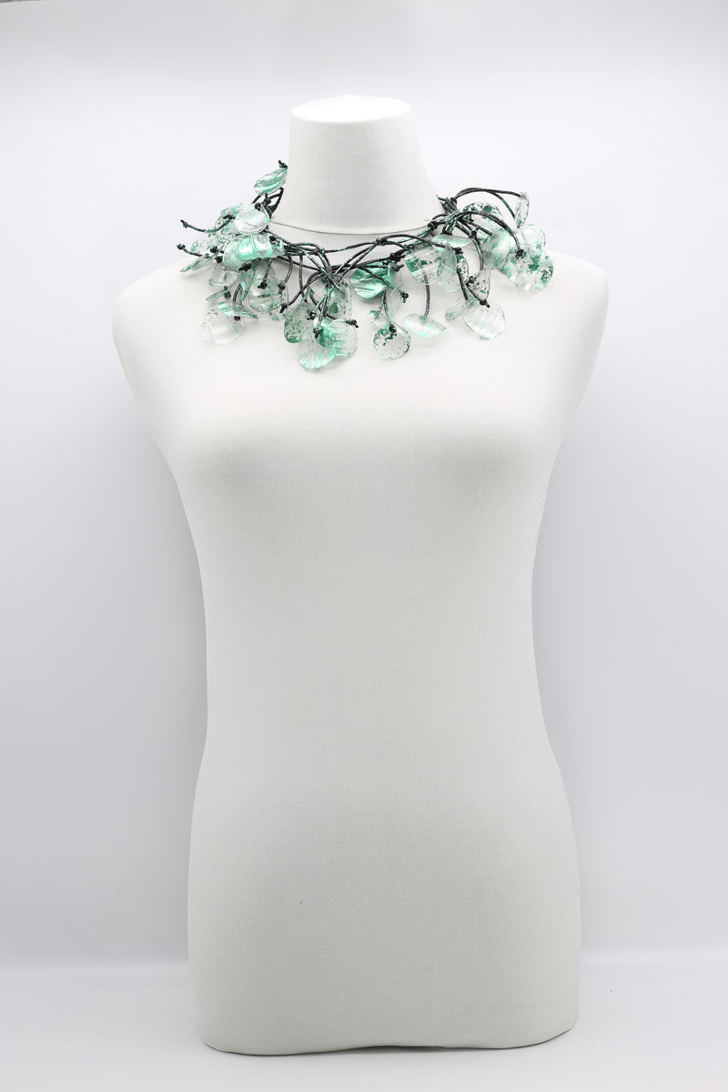Aqua Water Lily Leaf Necklaces - Hand-gilded - Long - Jianhui London