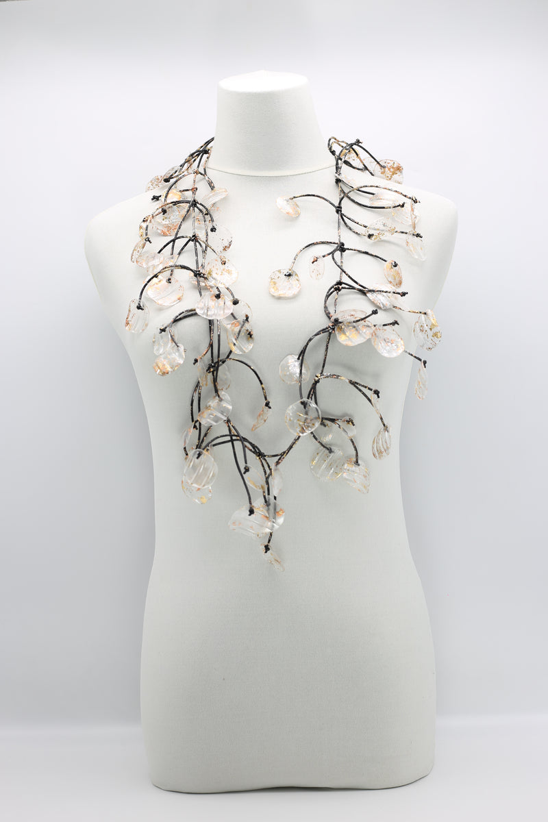 Aqua Water Lily Leaf Necklaces - Hand-gilded - Long - Jianhui London
