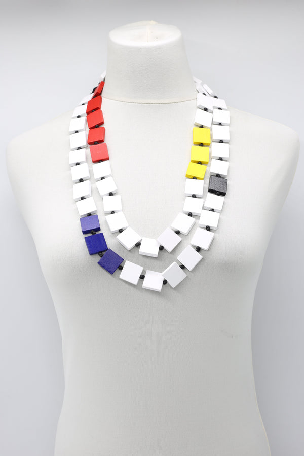 Mondrian Collection Square Colour Block Necklace - Jianhui London