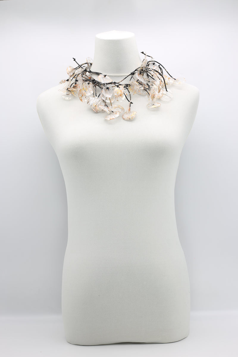 Aqua Water Lily Leaf Necklaces - Hand-gilded - Long - Jianhui London