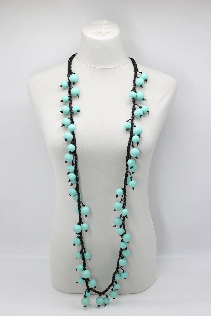 Berry Beads on Cotton Cord Necklace - Long - Jianhui London