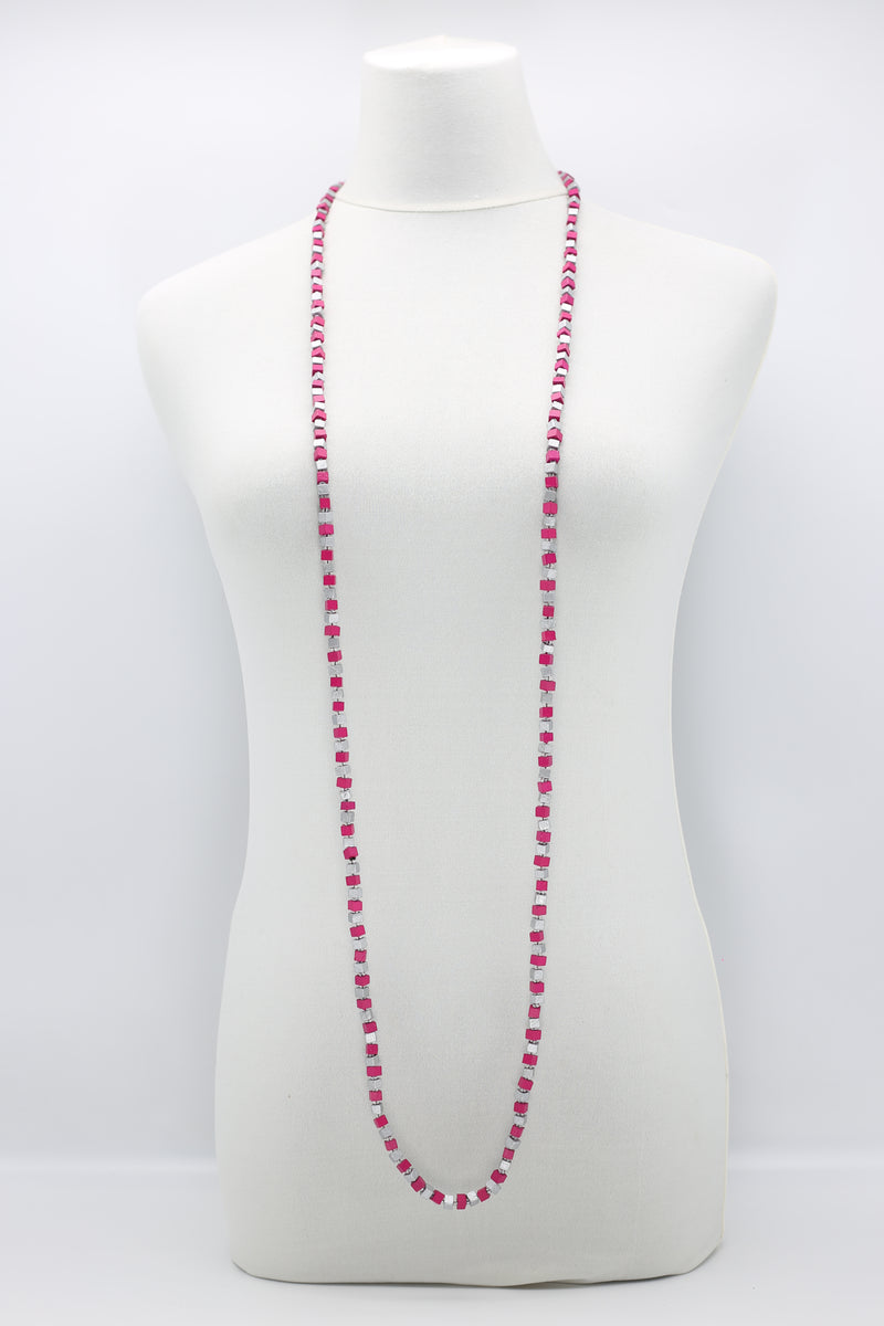 SINGLE STRAND PASHMINA NECKLACE WOODEN BEADS MOSAIC - Jianhui London