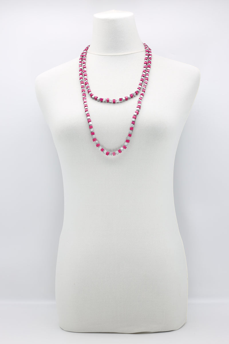 SINGLE STRAND PASHMINA NECKLACE WOODEN BEADS MOSAIC - Jianhui London