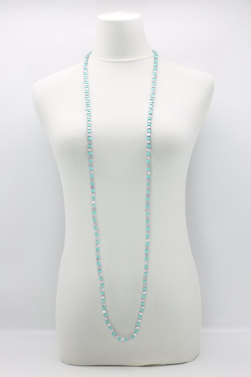 SINGLE STRAND PASHMINA NECKLACE WOODEN BEADS MOSAIC - Jianhui London