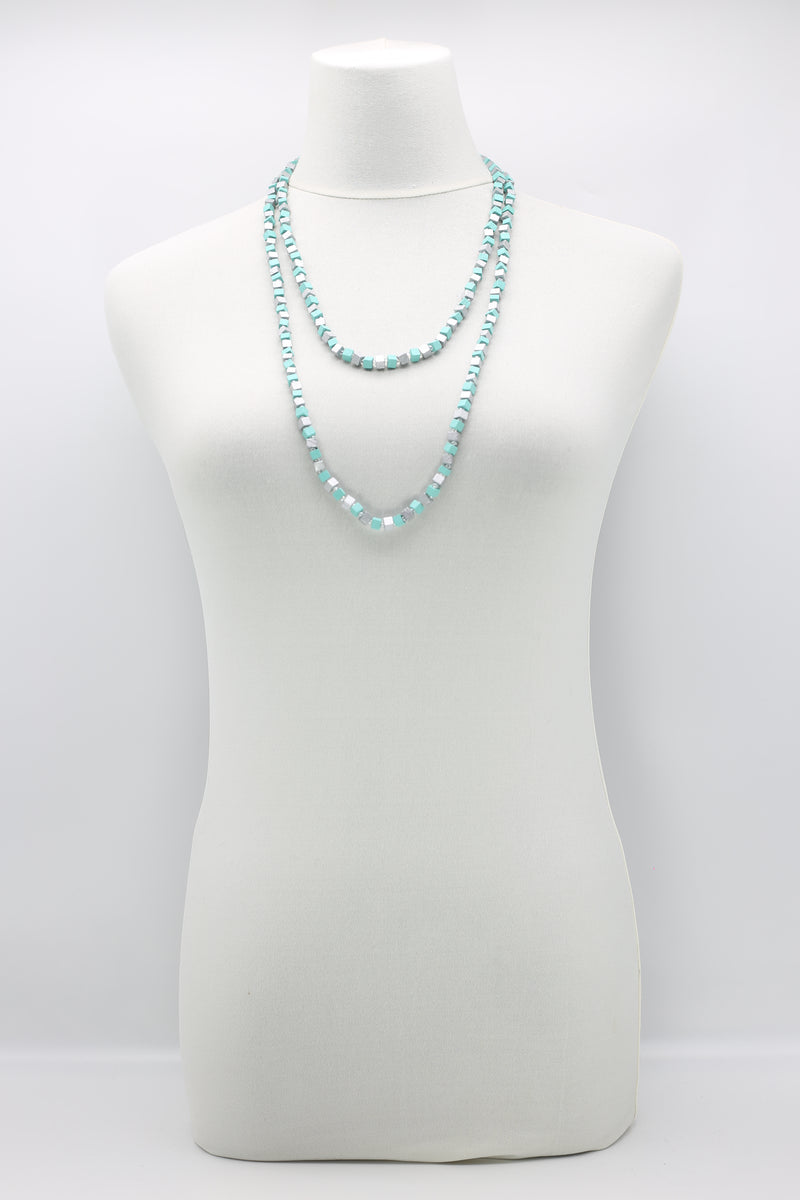 SINGLE STRAND PASHMINA NECKLACE WOODEN BEADS MOSAIC - Jianhui London
