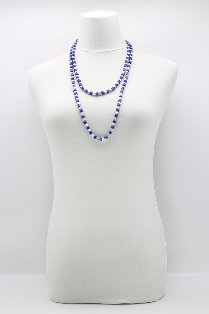SINGLE STRAND PASHMINA NECKLACE WOODEN BEADS MOSAIC - Jianhui London