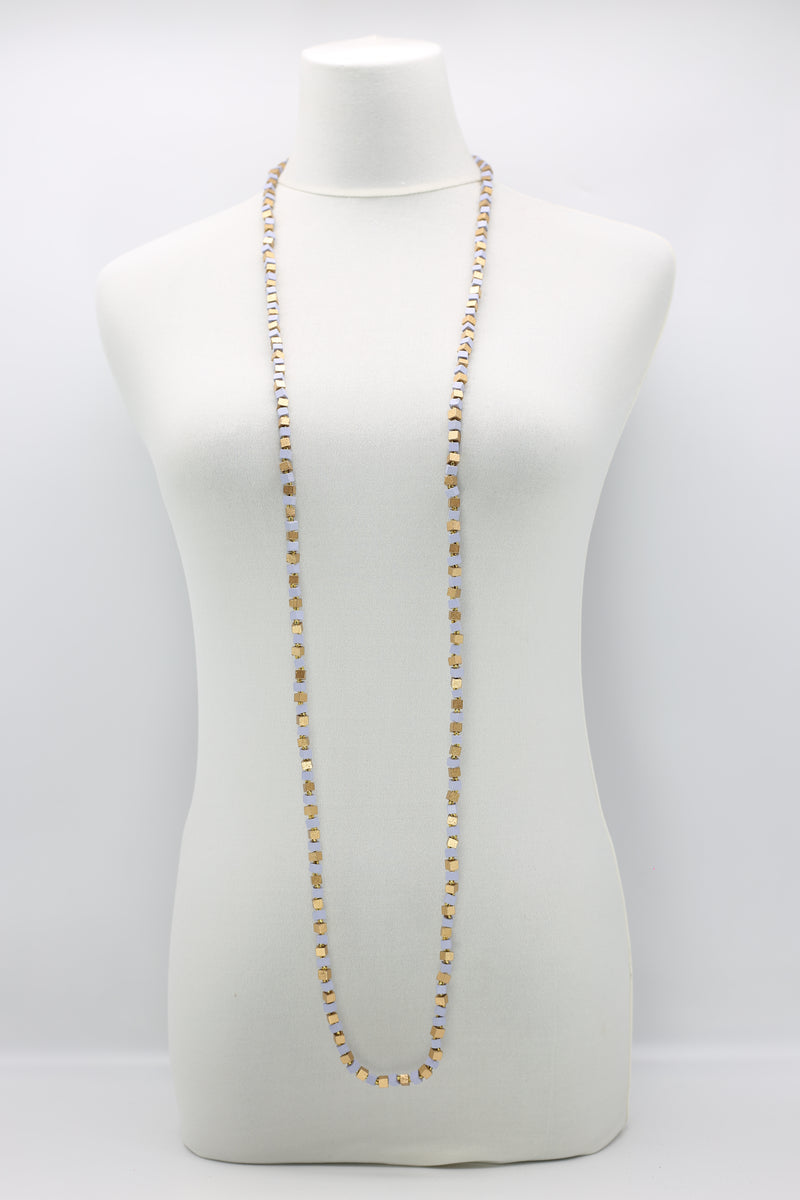 SINGLE STRAND PASHMINA NECKLACE WOODEN BEADS MOSAIC - Jianhui London
