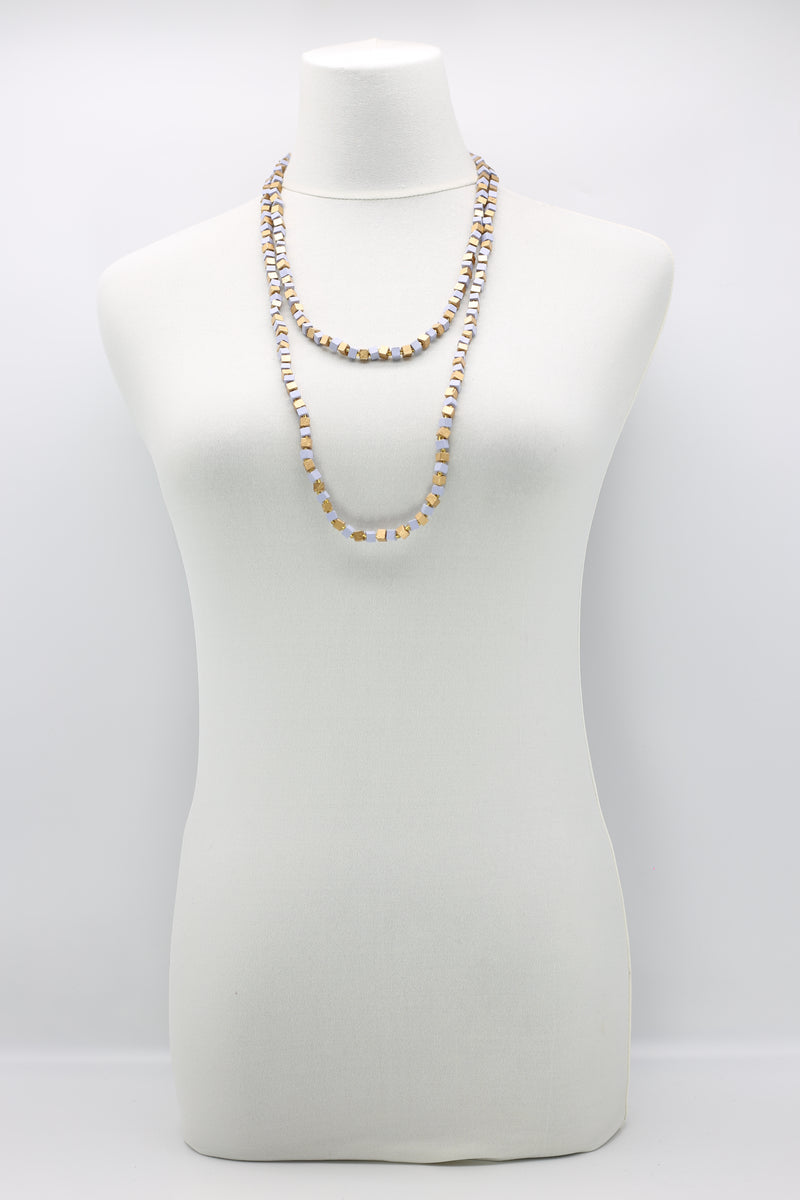 SINGLE STRAND PASHMINA NECKLACE WOODEN BEADS MOSAIC - Jianhui London