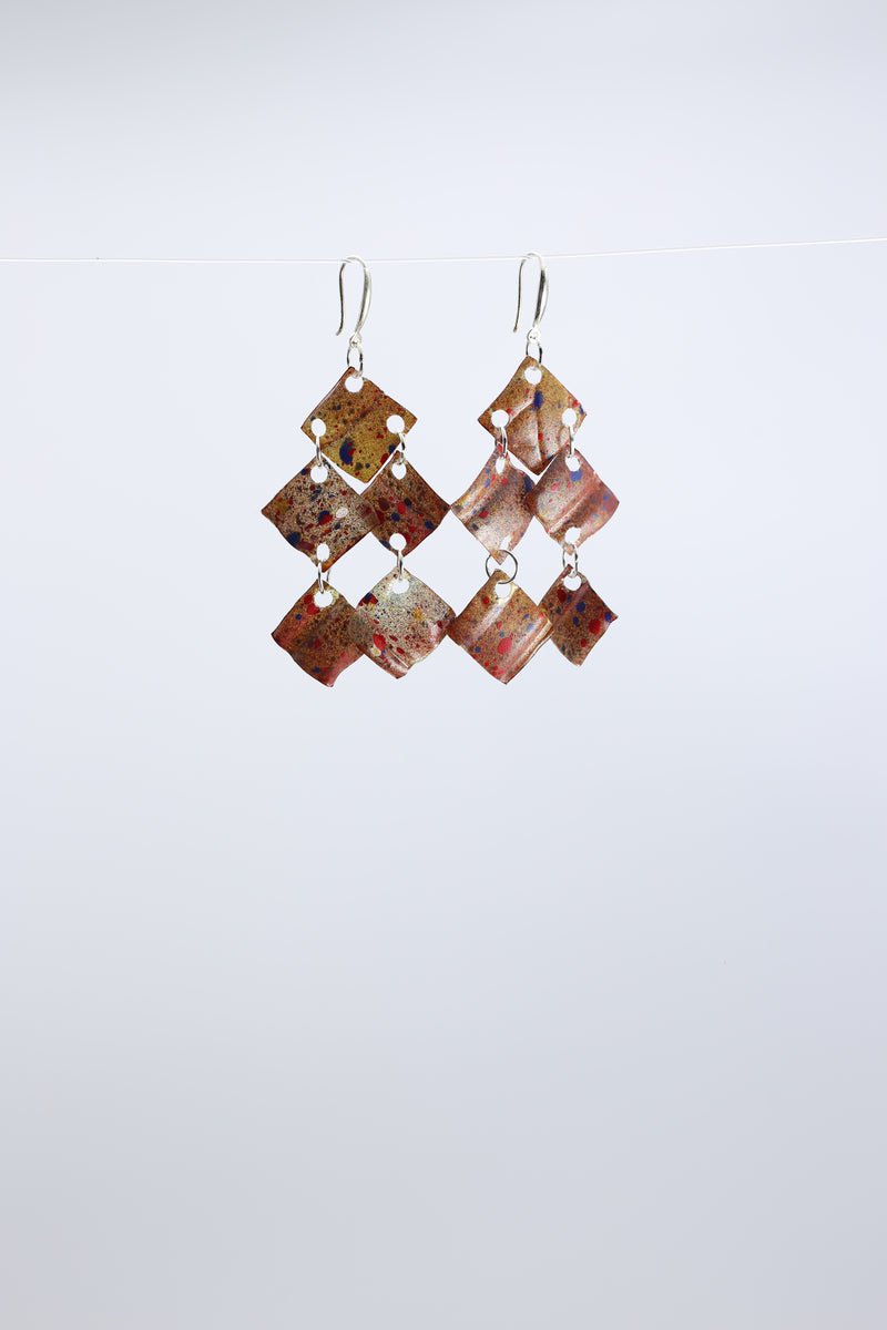Aqua Chandelier earring- Hand painted blue - Jianhui London