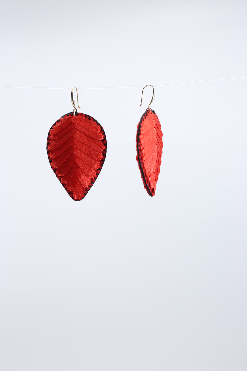 Autumn Leaves Embroidered Earrings - Small - Jianhui London