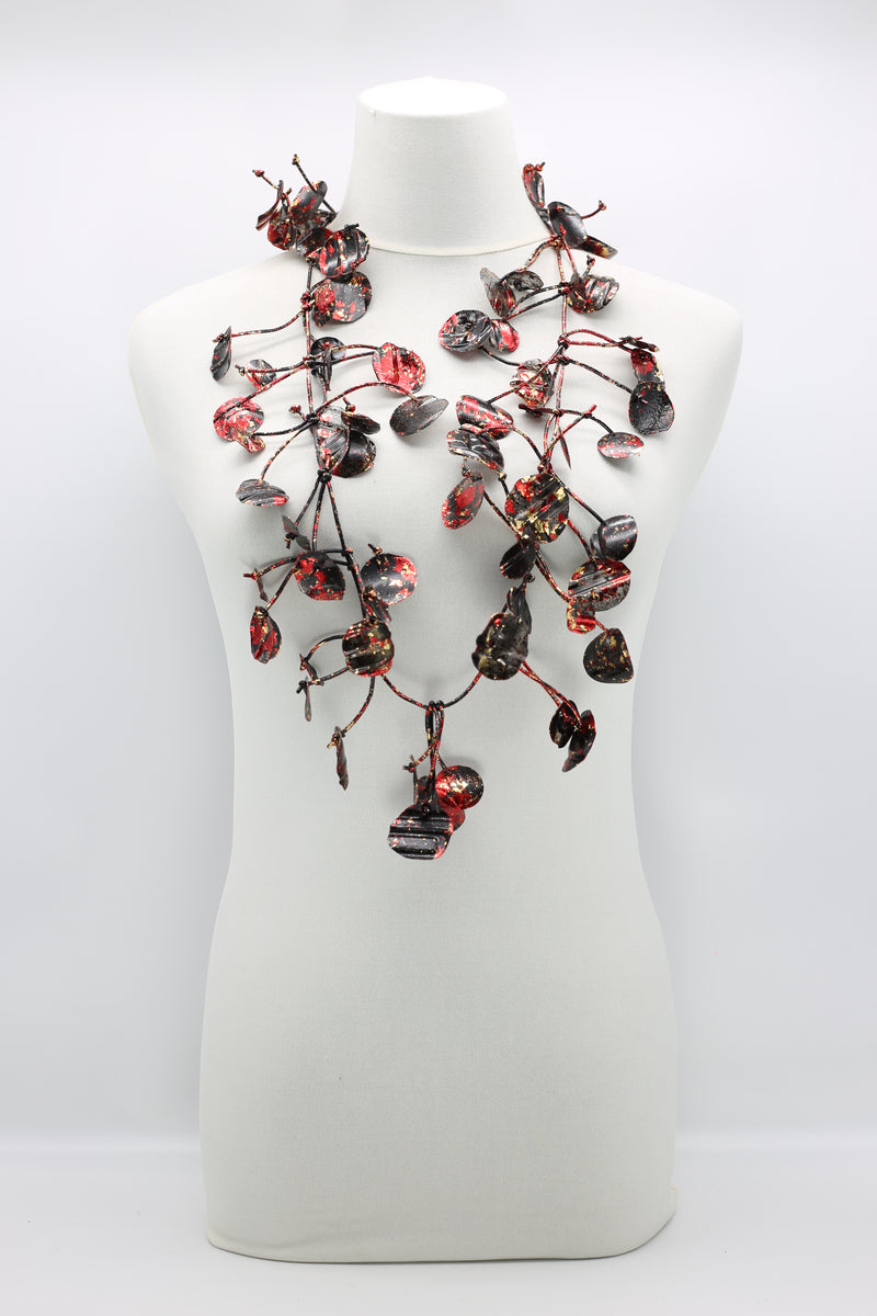 Aqua Water Lily Leaf Necklaces - Hand-gilded - Long - Jianhui London