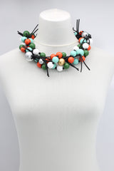 Round Beads & Beads on Leatherette Chain Necklaces Set - Jianhui London