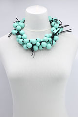 Round Beads & Beads on Leatherette Chain Necklaces Set - Jianhui London
