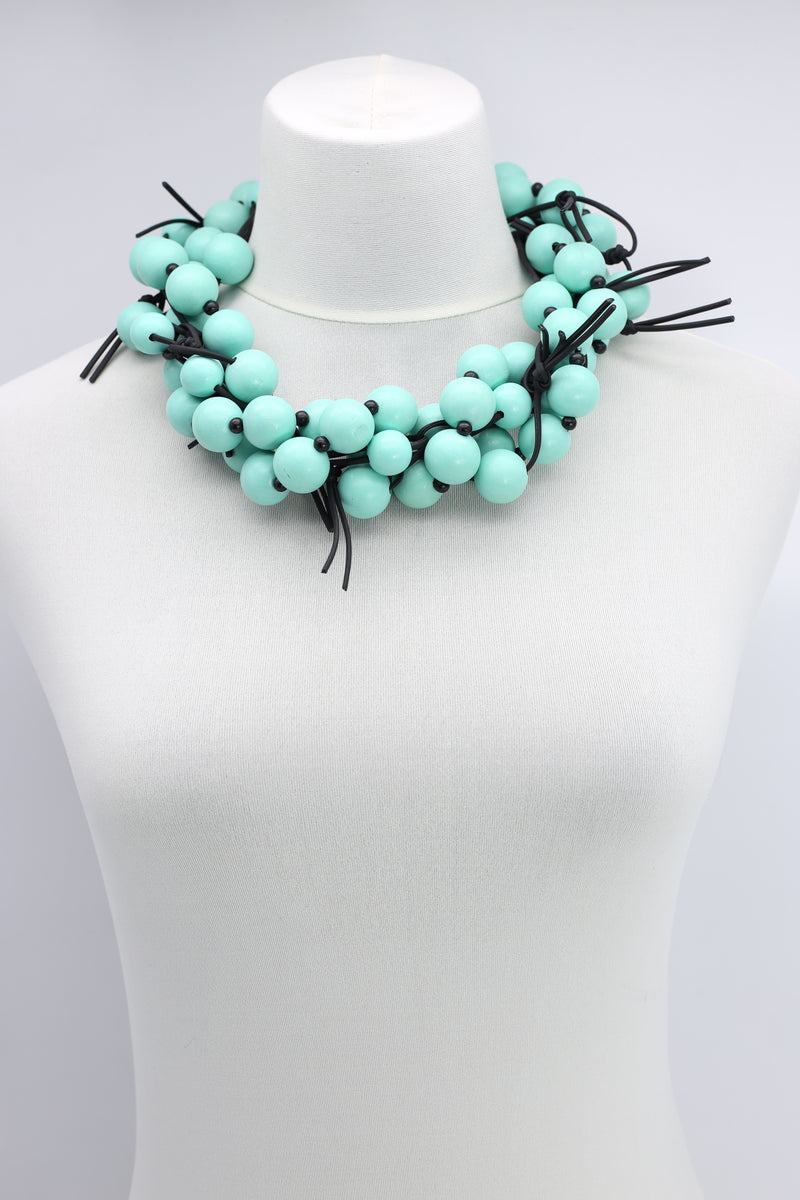 Round Beads & Beads on Leatherette Chain Necklaces Set - Jianhui London