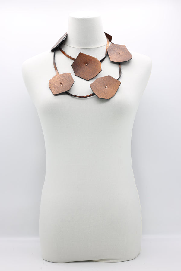 Recycled Leatherette Big Lotus Necklaces - Jianhui London