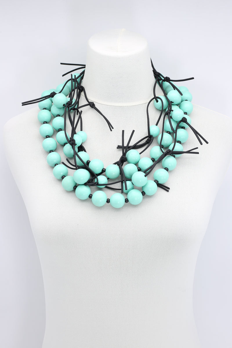 Round Beads & Beads on Leatherette Chain Necklaces Set - Jianhui London