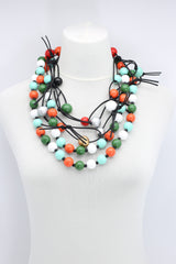 Round Beads & Beads on Leatherette Chain Necklaces Set - Jianhui London