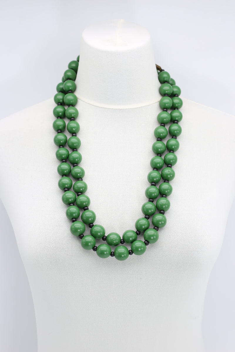 Round Beads Necklaces Set - Spring Green/Orange/Black - Jianhui London