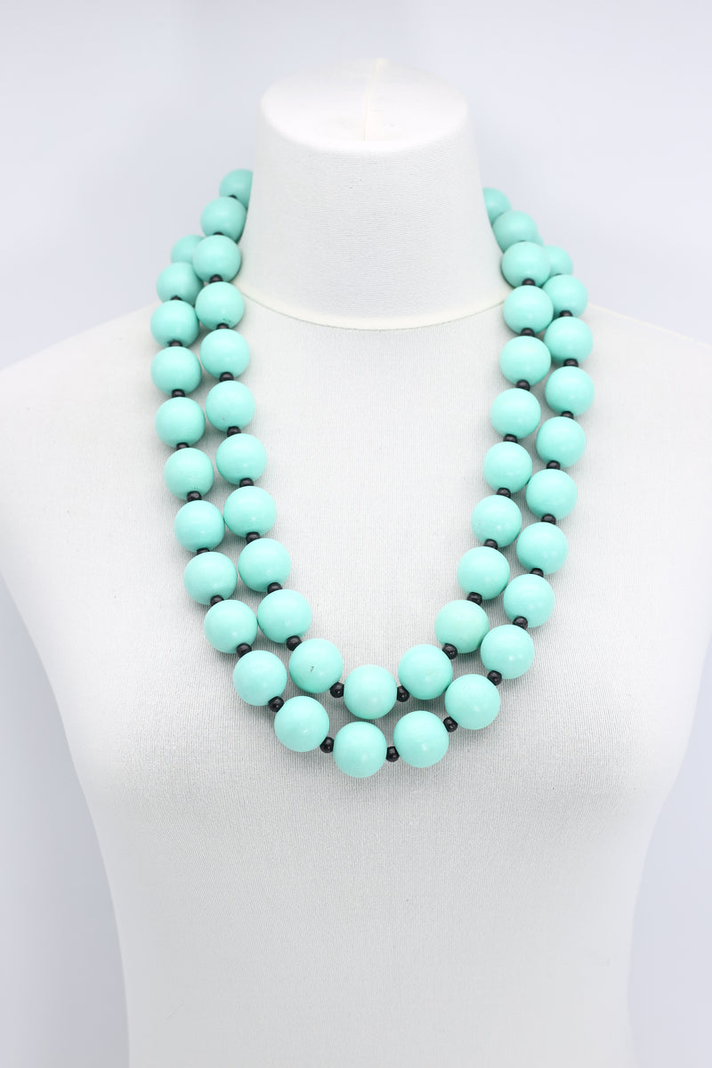 Round Beads & Beads on Leatherette Chain Necklaces Set - Jianhui London