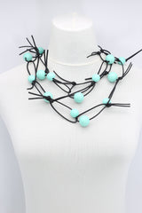Round Beads & Beads on Leatherette Chain Necklaces Set - Jianhui London