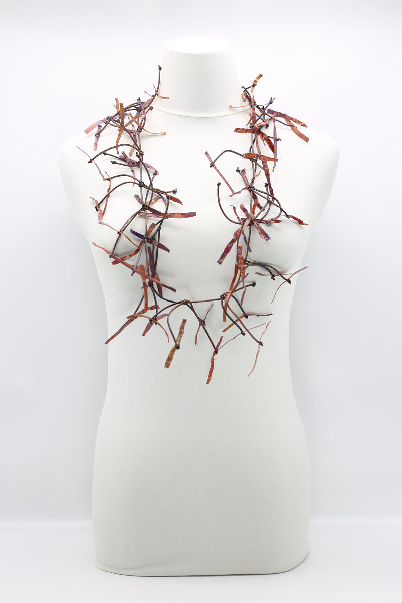 Upcycled plastic bottles - Aqua Willow Tree & Water lily Necklace - Duo- Hand-painted - Jianhui London