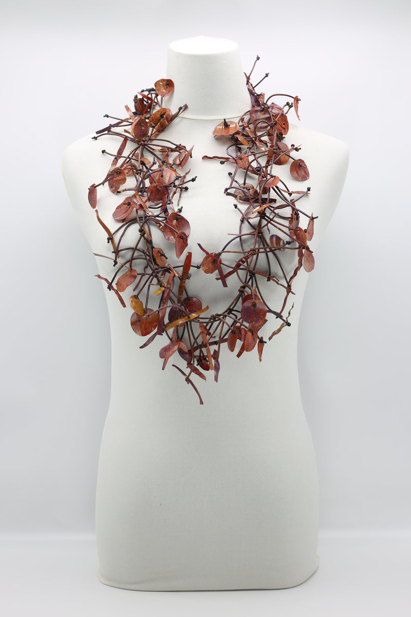 Upcycled plastic bottles - Aqua Willow Tree & Water lily Necklace - Duo- Hand-painted - Jianhui London